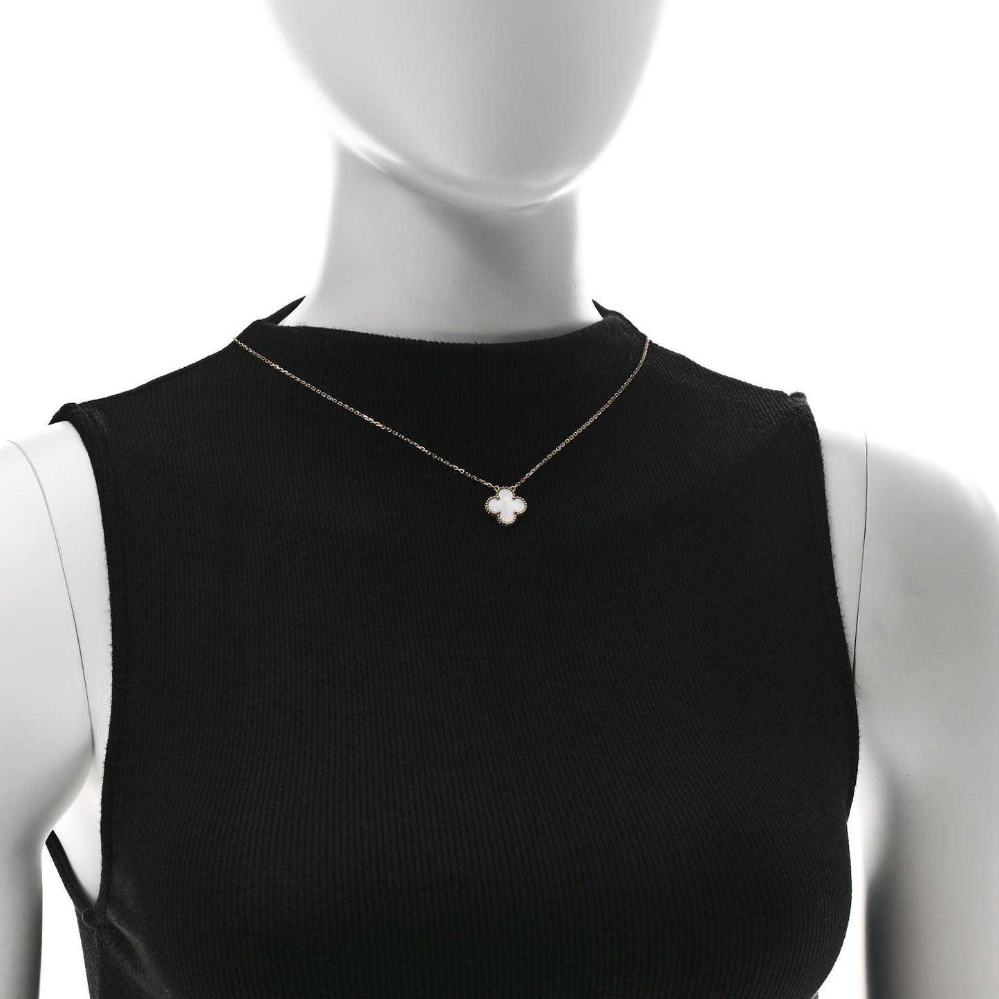 18K Yellow Gold Mother of Pearl Vintage Alhambra Pendant Necklace