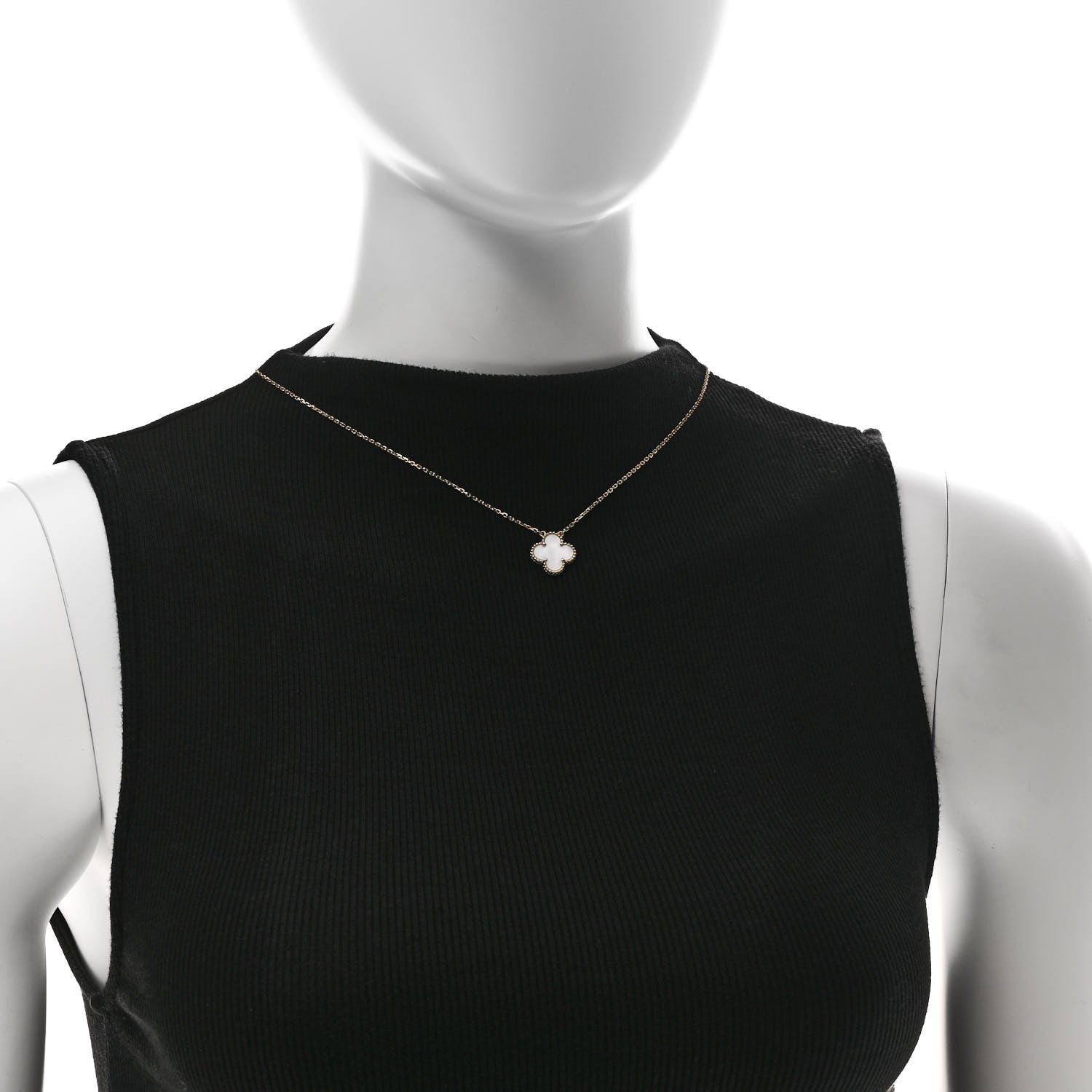 Van Cleef & Arpels 18K Yellow Gold Mother of Pearl Vintage Alhambra Pendant Necklace 2 of 6