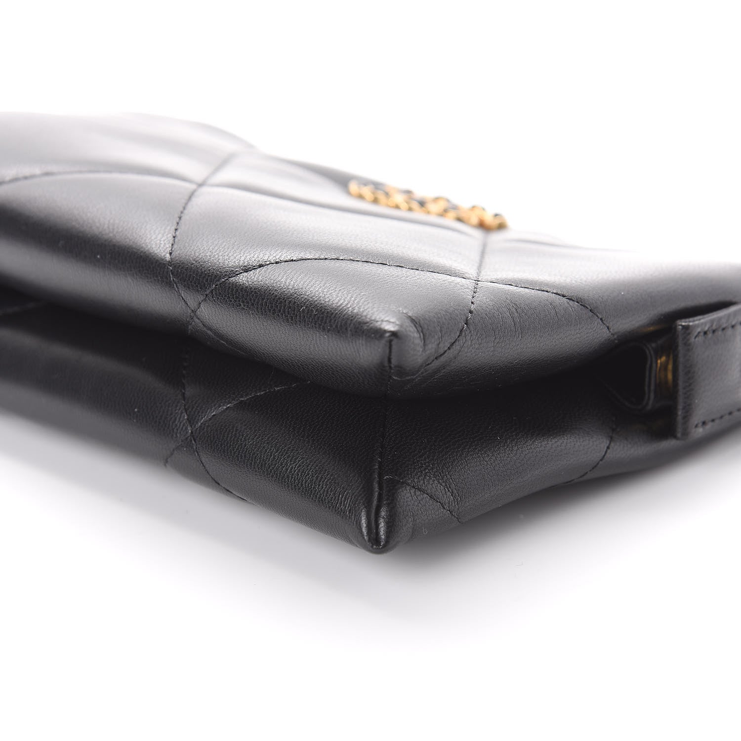 Chanel Shiny Goatskin Quilted Small Chanel 19 Pouch With Handle Black 7 of 11