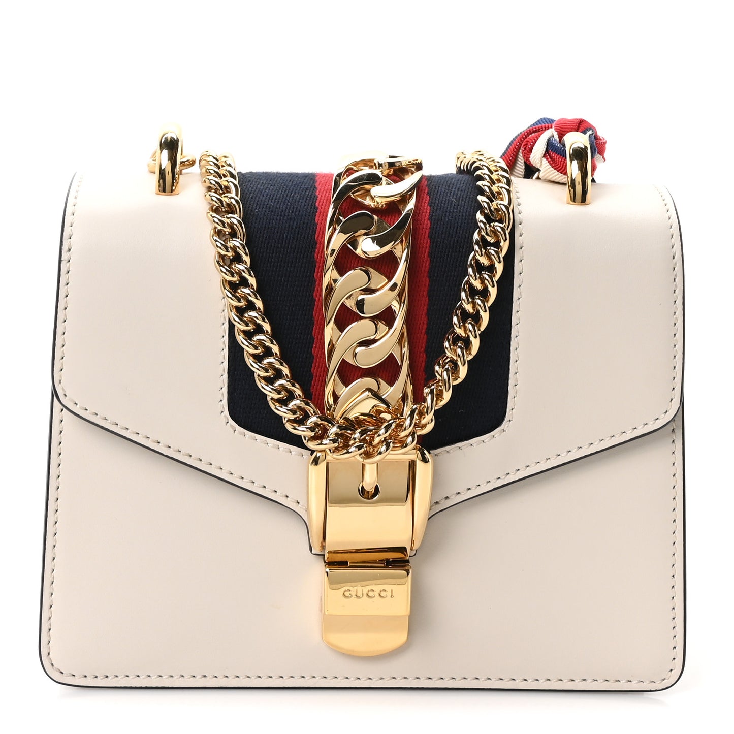 Calfskin Mini Sylvie Chain Shoulder Bag White