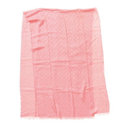 Gucci Wool Silk Jacquard GG Fringe Scarf Pink 2 of 4