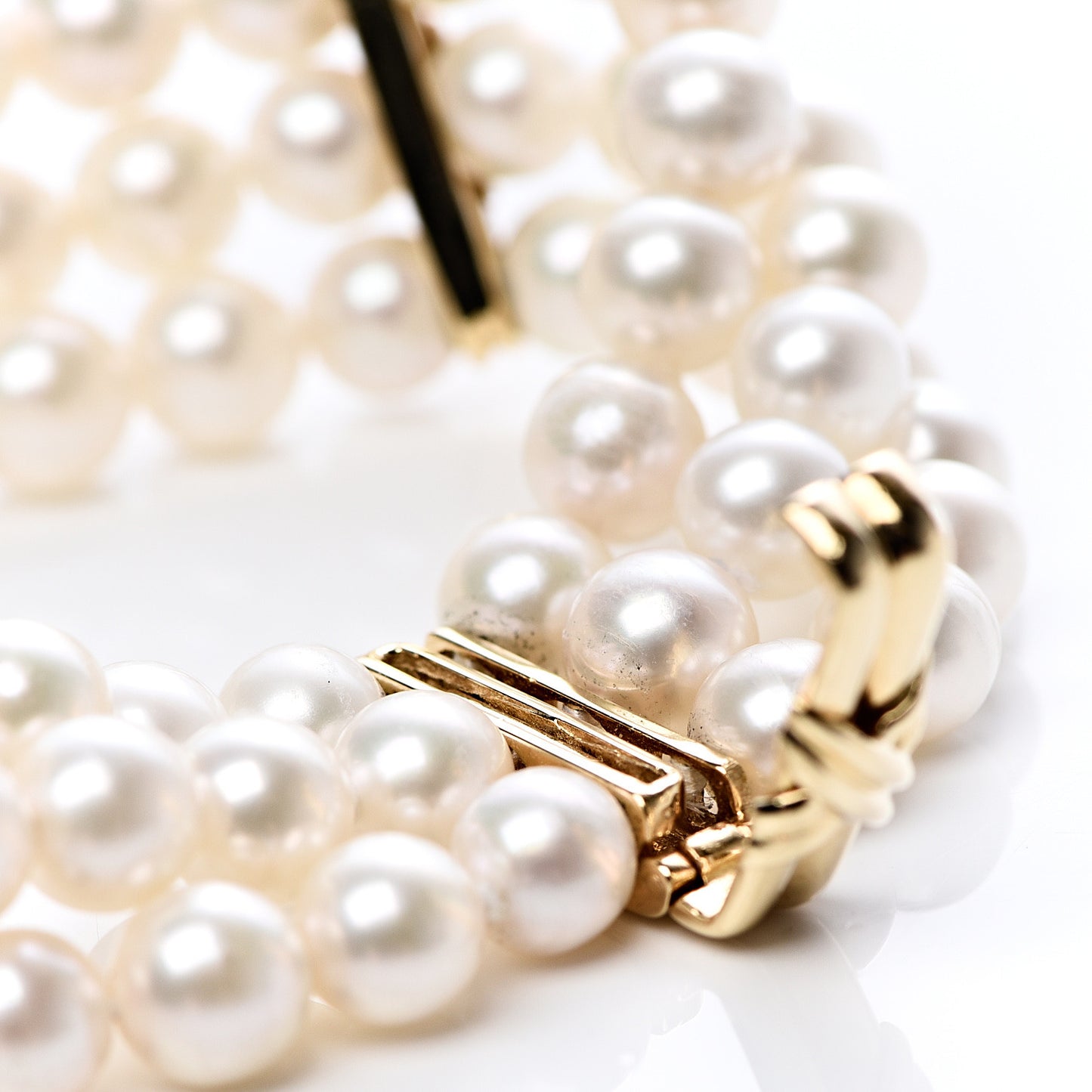 18K Yellow Gold Akoya Pearl Signature X Triple Strand Bracelet