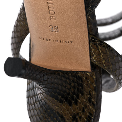 Bottega Veneta Python Printed Calfskin Spiral Sandals 39 Kaki 7 of 8