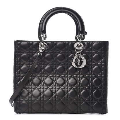 Christian Dior Lambskin Cannage Large Lady Dior Black 1 of 12