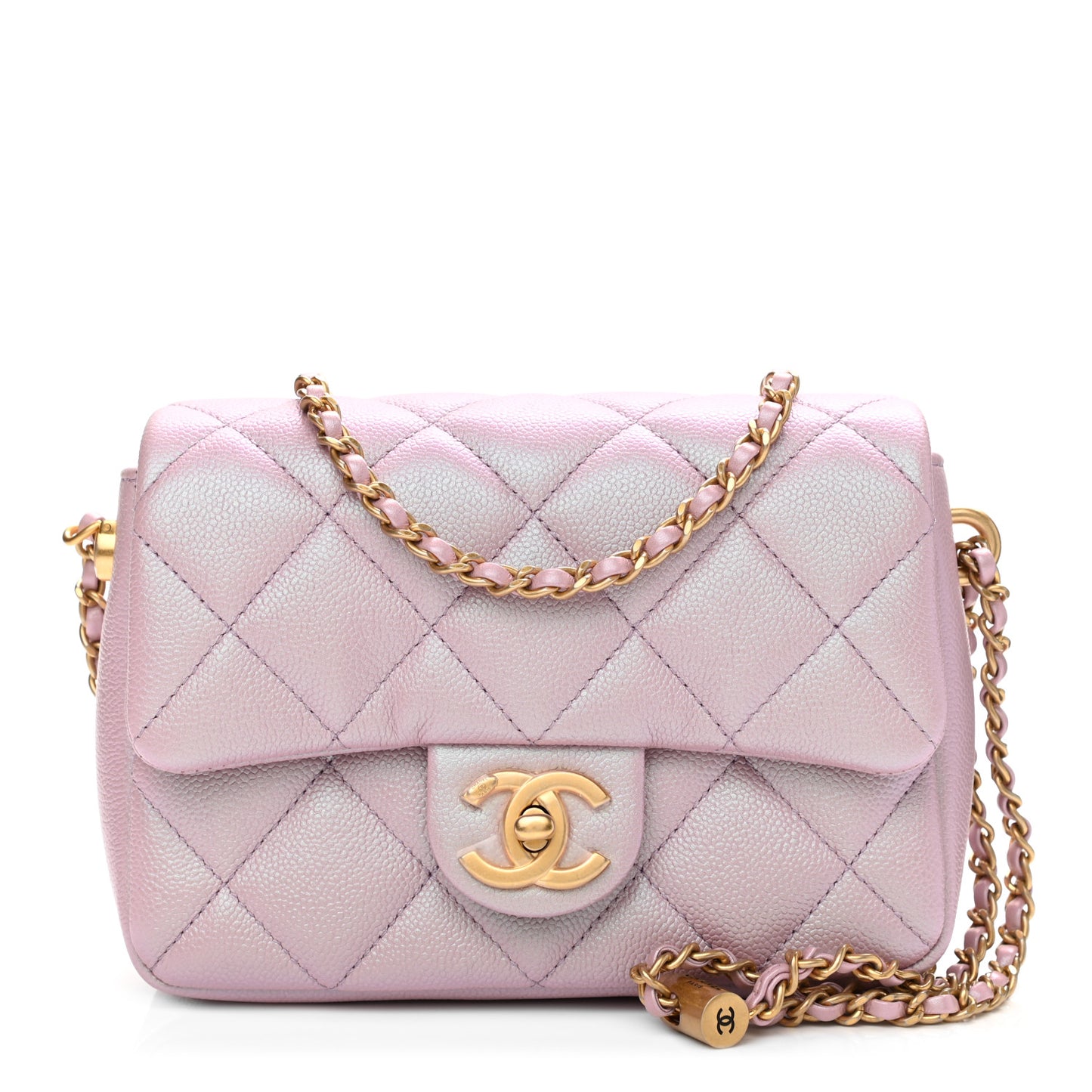Iridescent Caviar Quilted Mini My Perfect Flap Pink