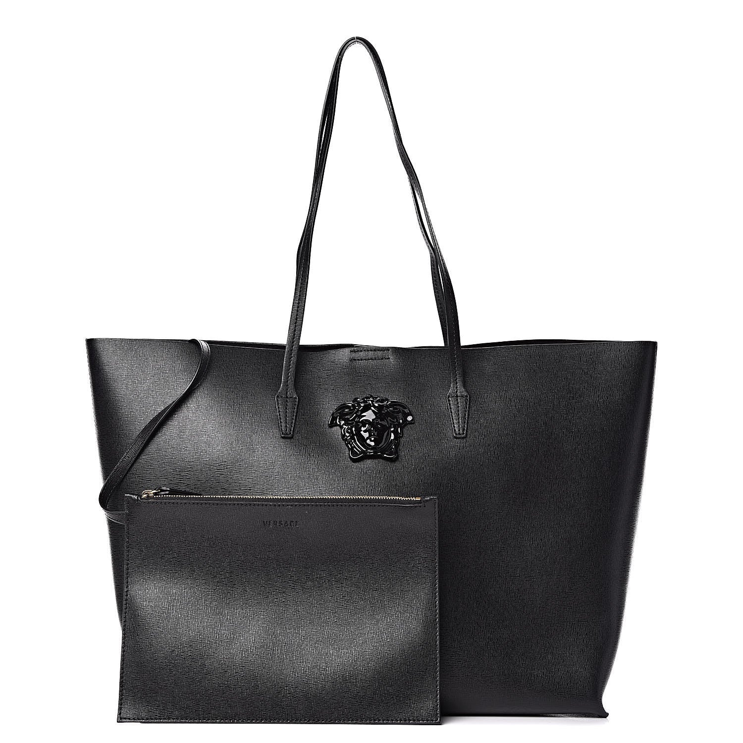 Versace Grained Calfskin Palazzo Medusa Tote Black 1 of 10