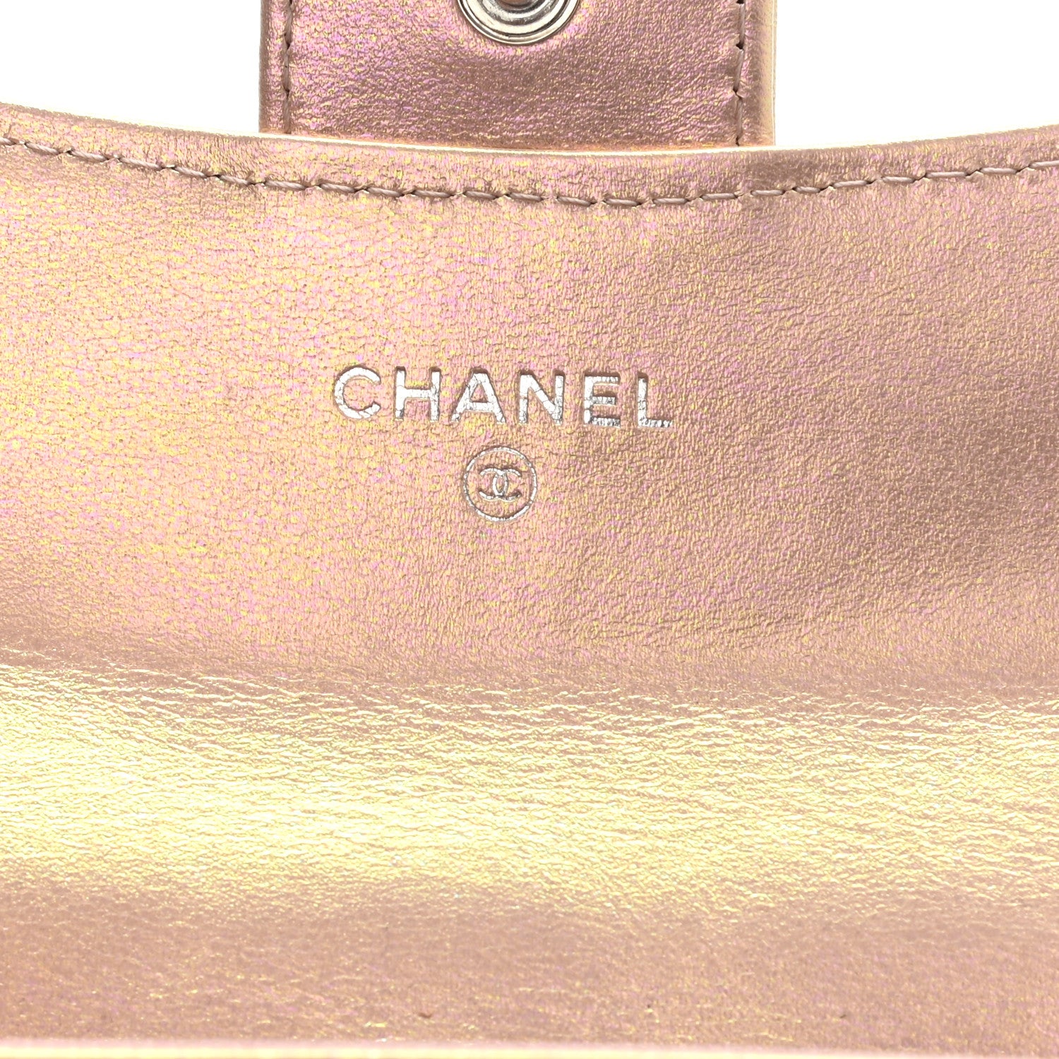 Chanel Iridescent Calfskin Quilted Flap Card Holder Wallet Pink 5 of 9