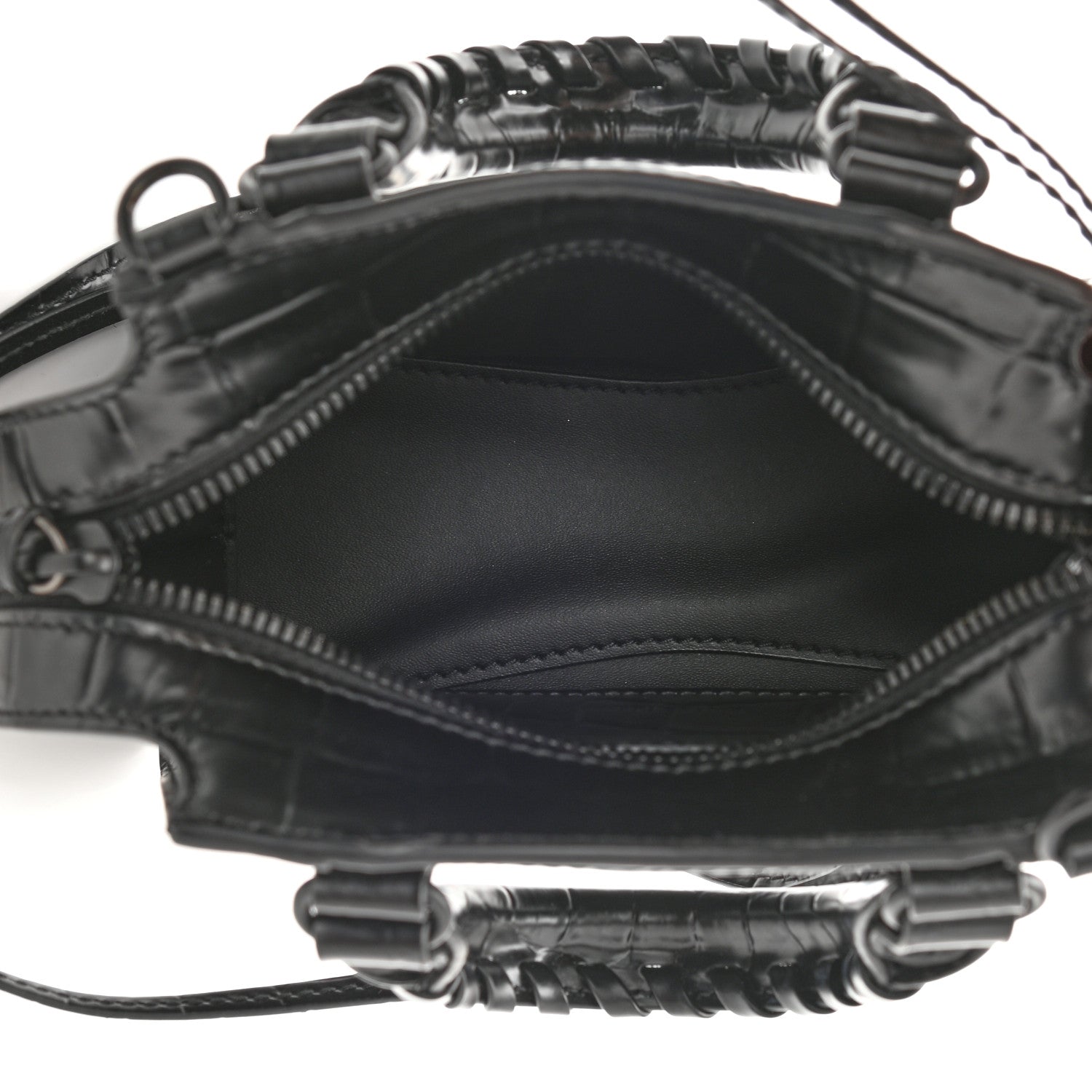 Balenciaga Semi Shiny Calfskin Crocodile Embossed Neo Classic Black Hardware Mini City Black 5 of 8