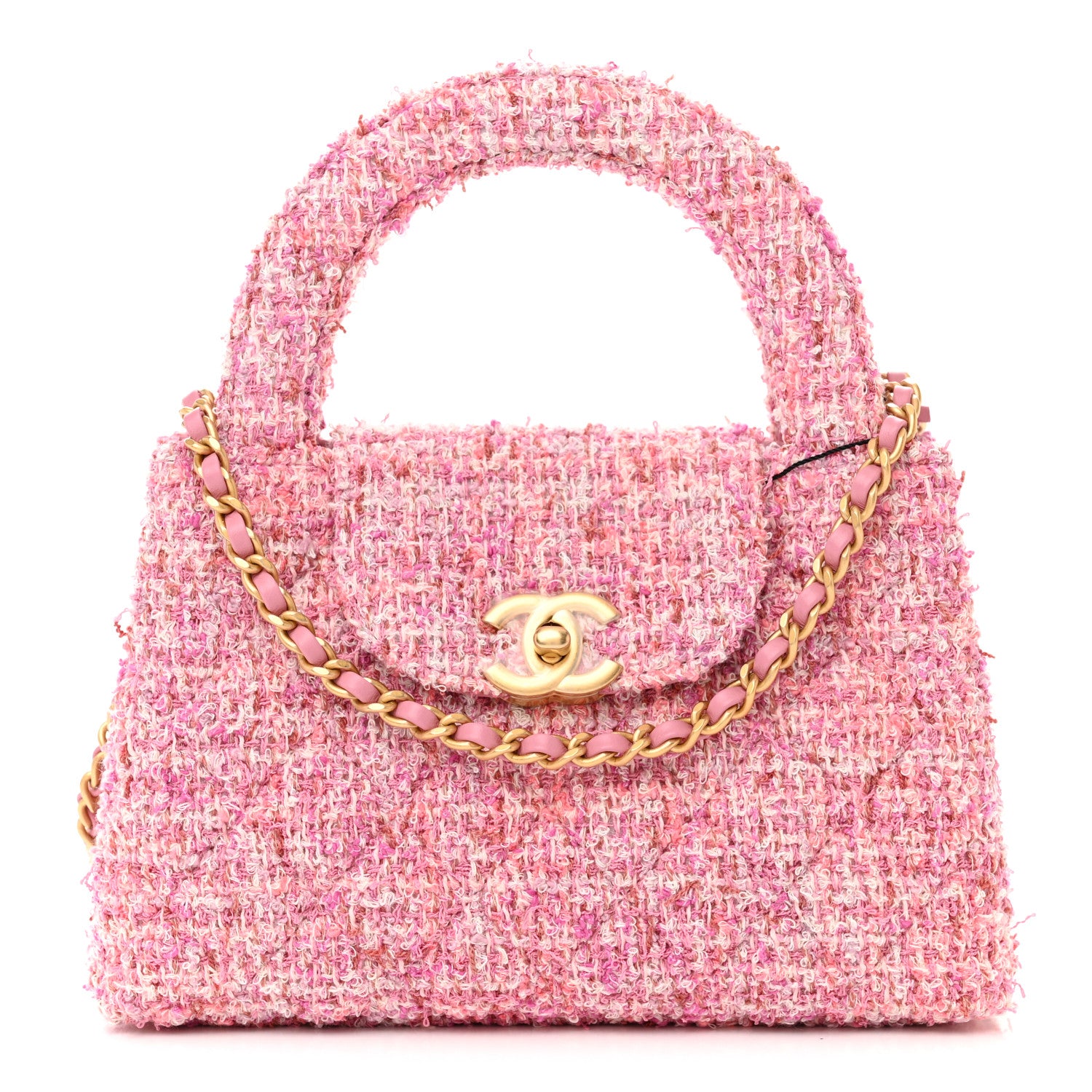 Chanel Tweed Quilted Nano Kelly Shopper Pink 1 of 11