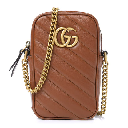 Gucci Azalea Calfskin Matelasse Diagonal Mini GG Marmont Crossbody Bag Cuir 1 of 9