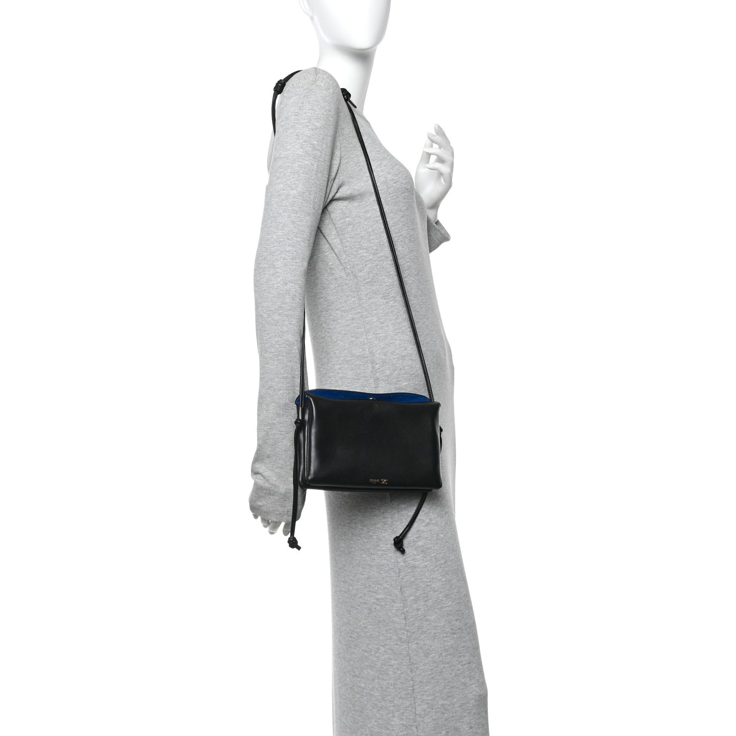 Smooth Lambskin Trio Flap Crossbody Bag Black