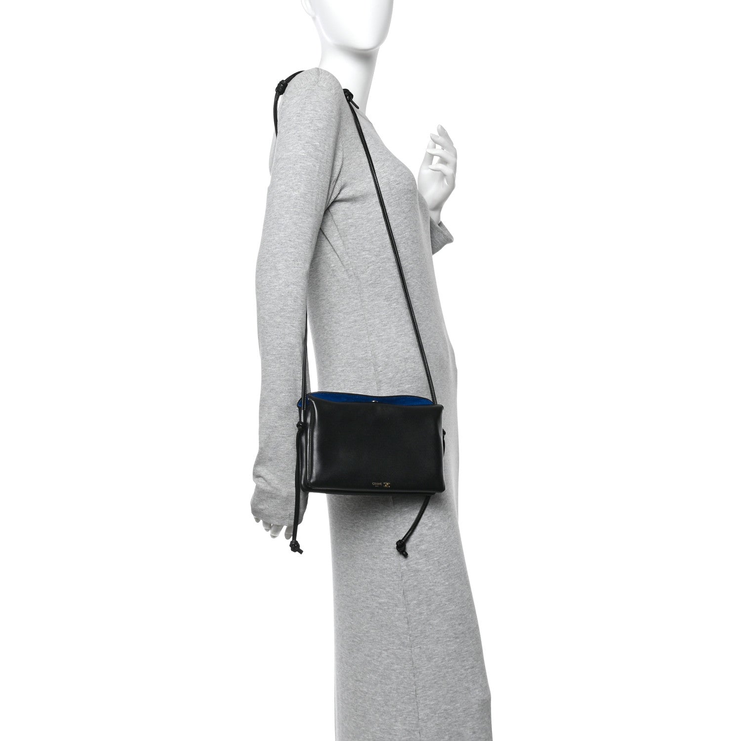 Celine Smooth Lambskin Trio Flap Crossbody Bag Black 2 of 11