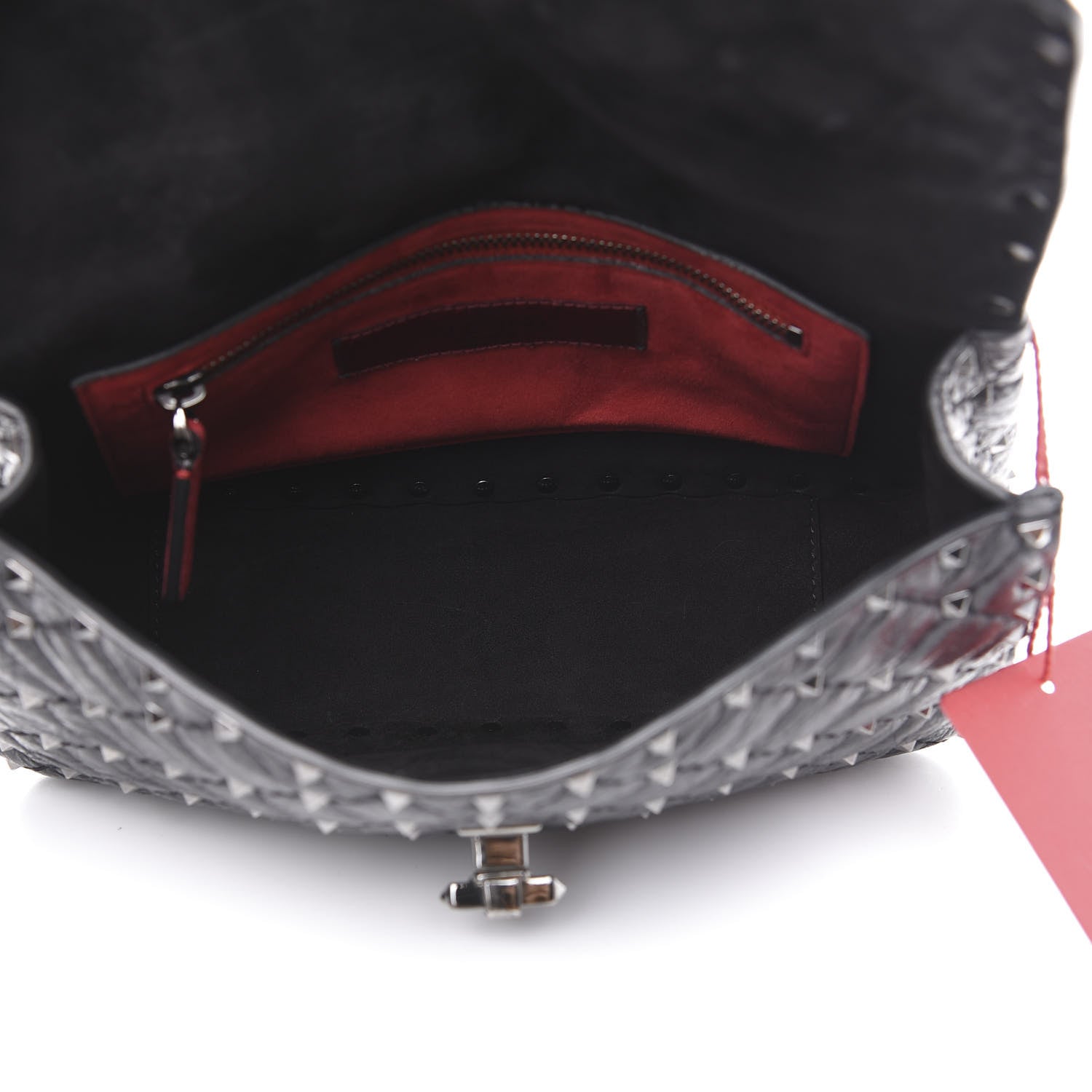 Valentino Garavani Craquele Nappa Medium Rockstud Spike Shoulder Bag Black 4 of 9