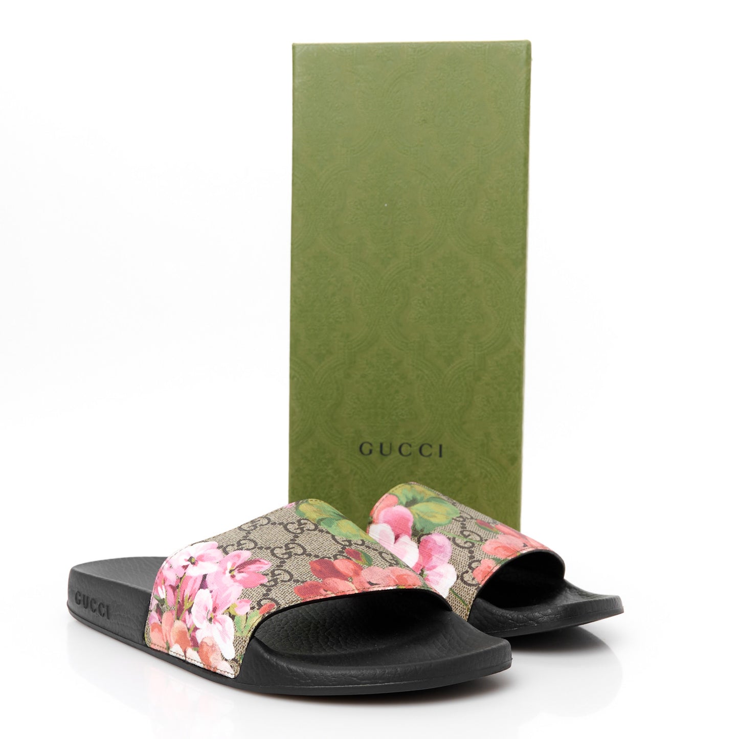 GG Supreme Monogram Blooms Slide Sandals 38 Beige Multicolor