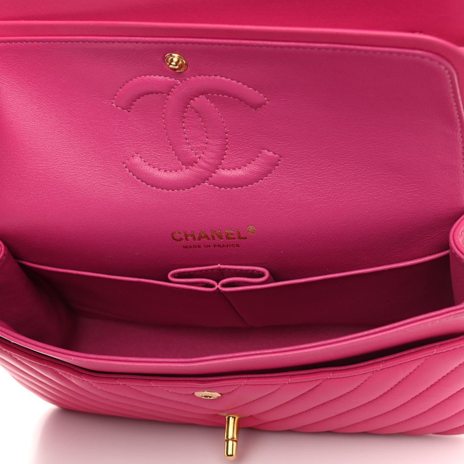 Chanel Lambskin Chevron Quilted Medium Double Flap Pink 5 of 13