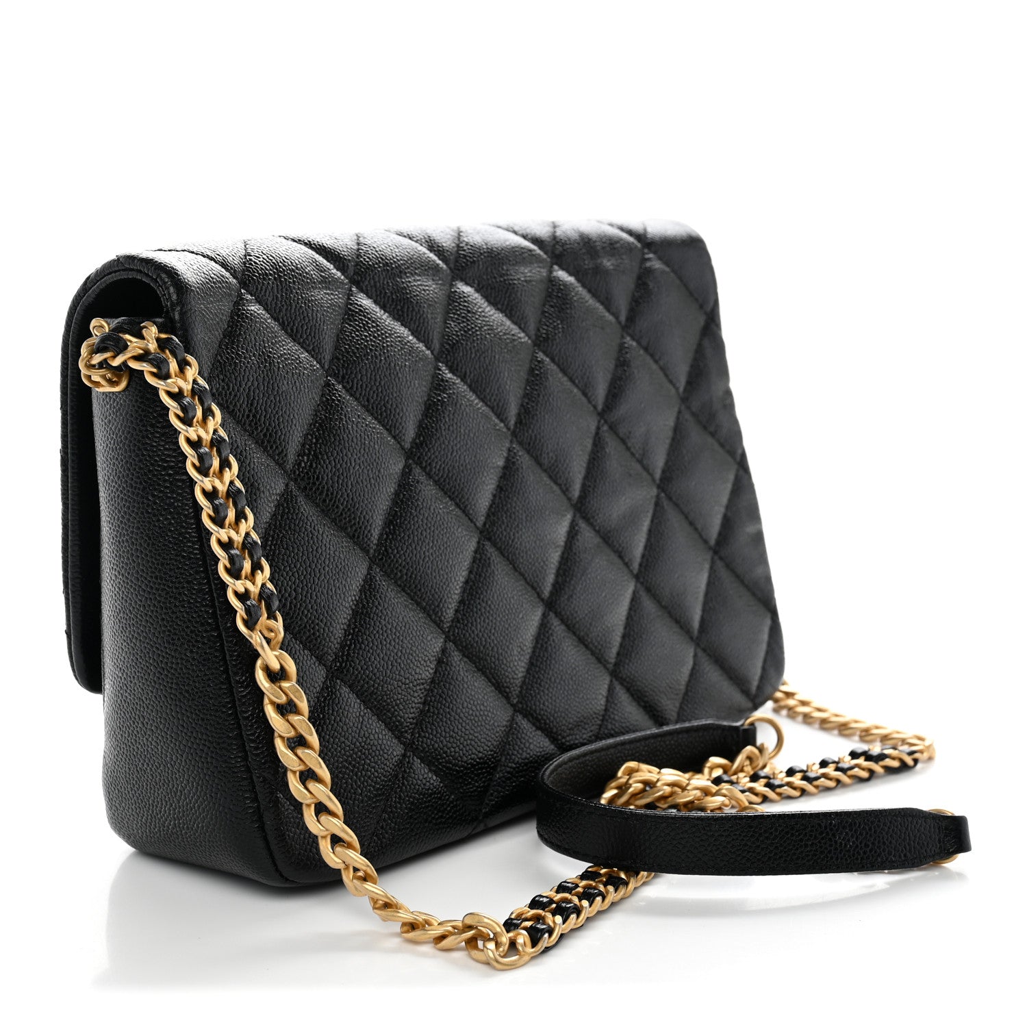 Chanel Shiny Caviar Quilted Large Chain Melody Flap Black 3 of 12