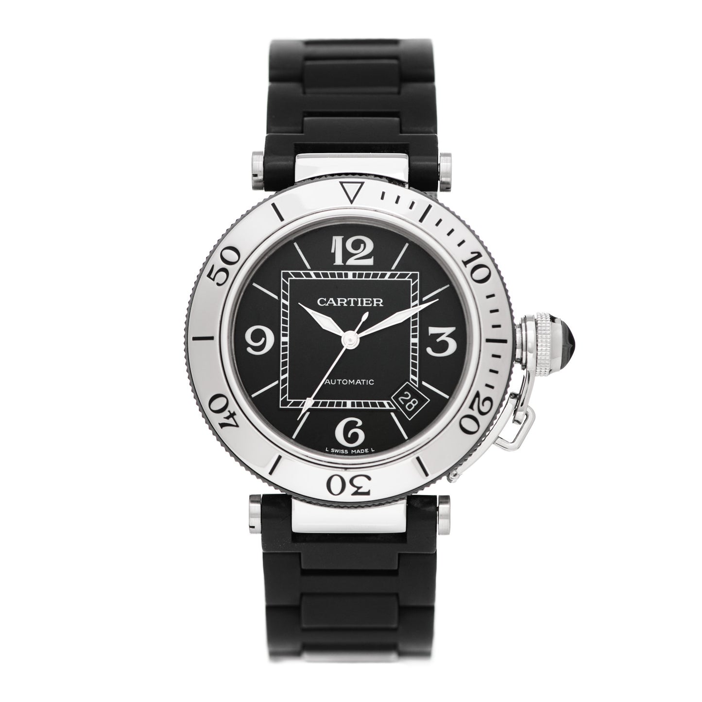 Stainless Steel Rubber 40mm Pasha C Seatimer Automatic Watch Black