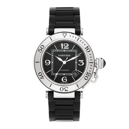 Cartier Stainless Steel Rubber 40mm Pasha C Seatimer Automatic Watch Black 1 of 4