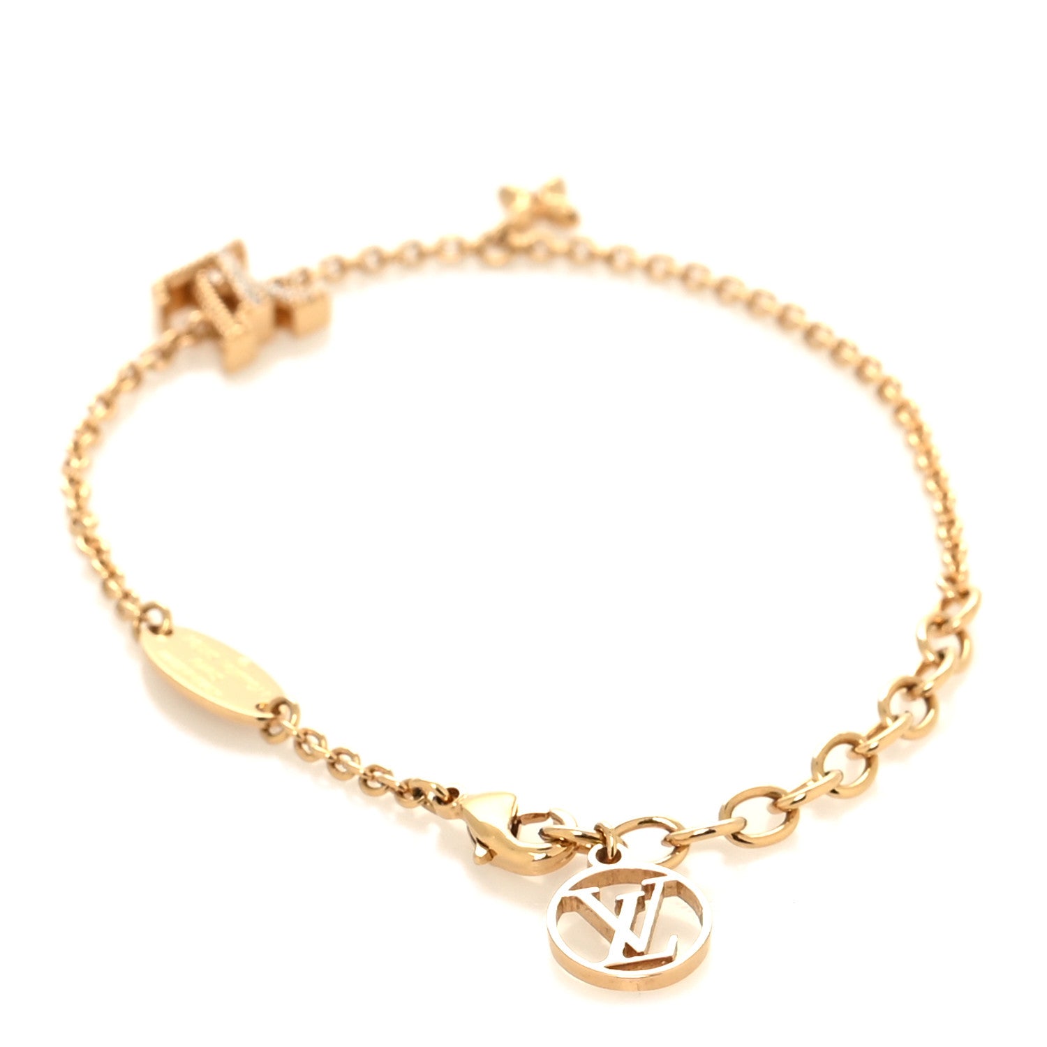 Louis Vuitton Metal Crystal LV Iconic Bracelet Gold 3 of 6