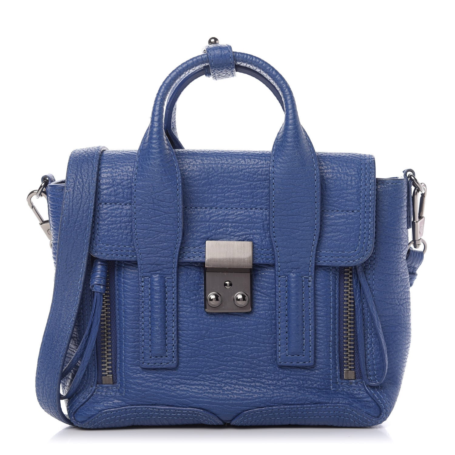 3.1 Phillip Lim 3.1 Textured Calfskin Mini Pashli Satchel Cobalt 1 of 9