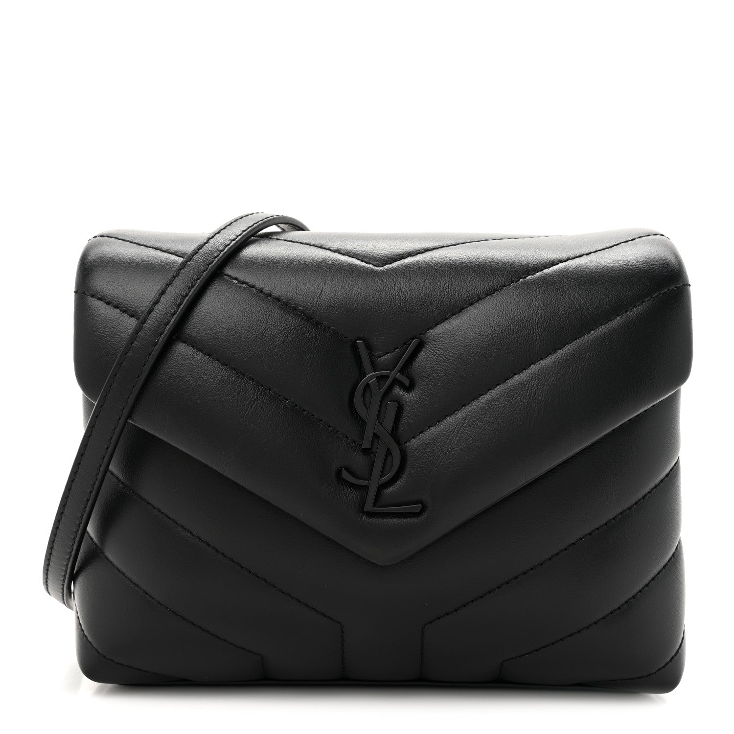 Saint Laurent Calfskin Y Quilted Monogram Monochrome Toy Loulou Crossbody Bag Black 1 of 12