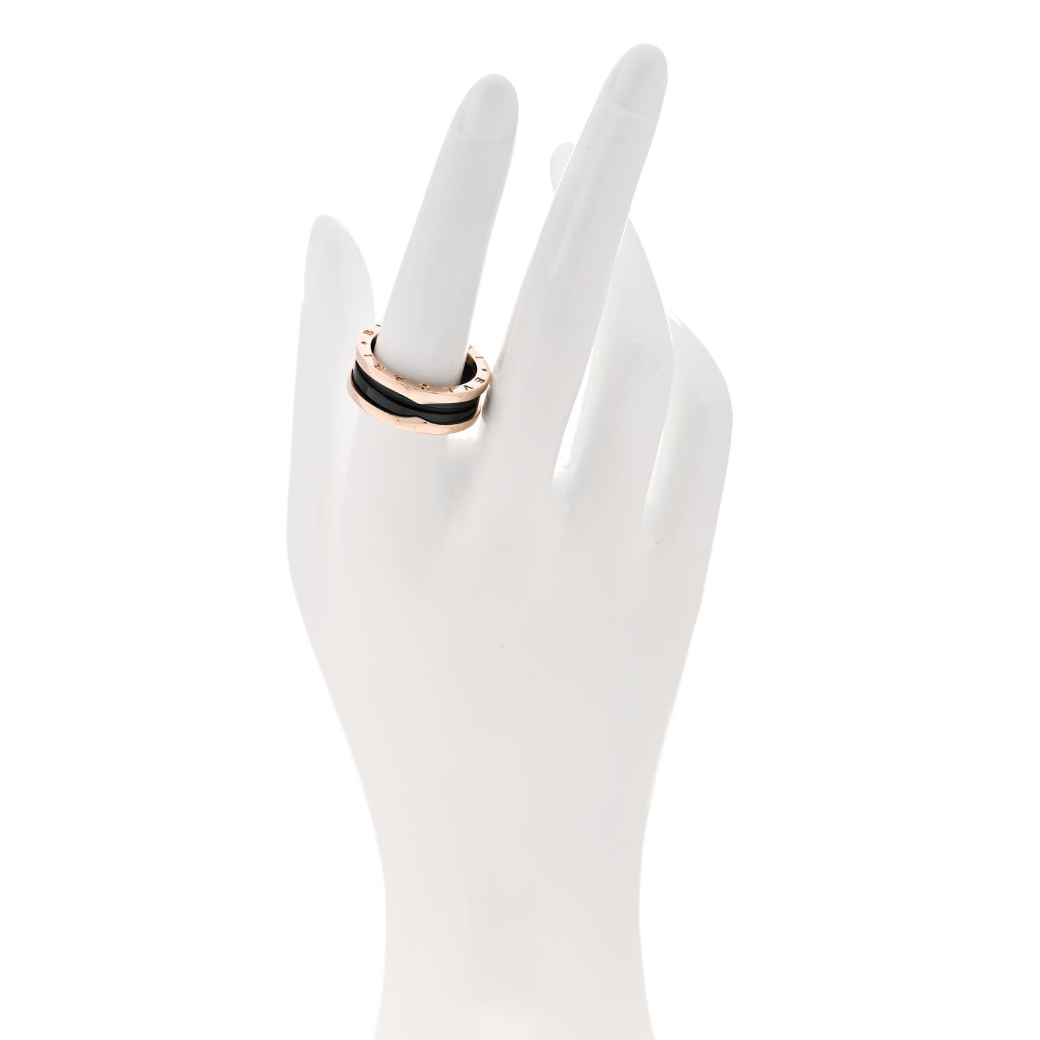 Bulgari 18K Rose Gold Black Ceramic B.Zero1 Two-Band Ring 58 8.25 2 of 6