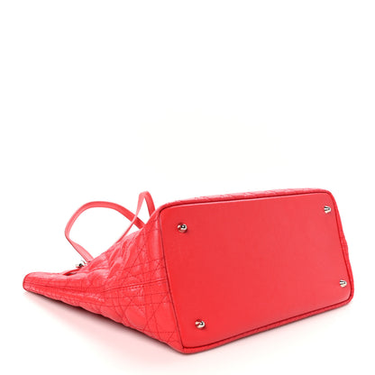 Christian Dior Coated Canvas Cannage Medium Panarea Tote Red 4 of 11
