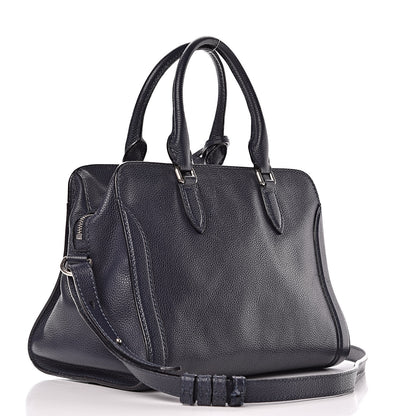 Alexander McQueen Pebbled Calfskin Small Skull Padlock Zip Around Tote Navy 3 of 16