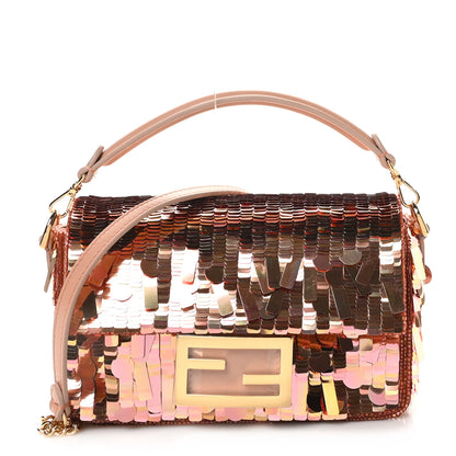 Fendi Sequin Paillettes Vitello Grace Sex and the City Mini Baguette Baby Pink 1 of 10