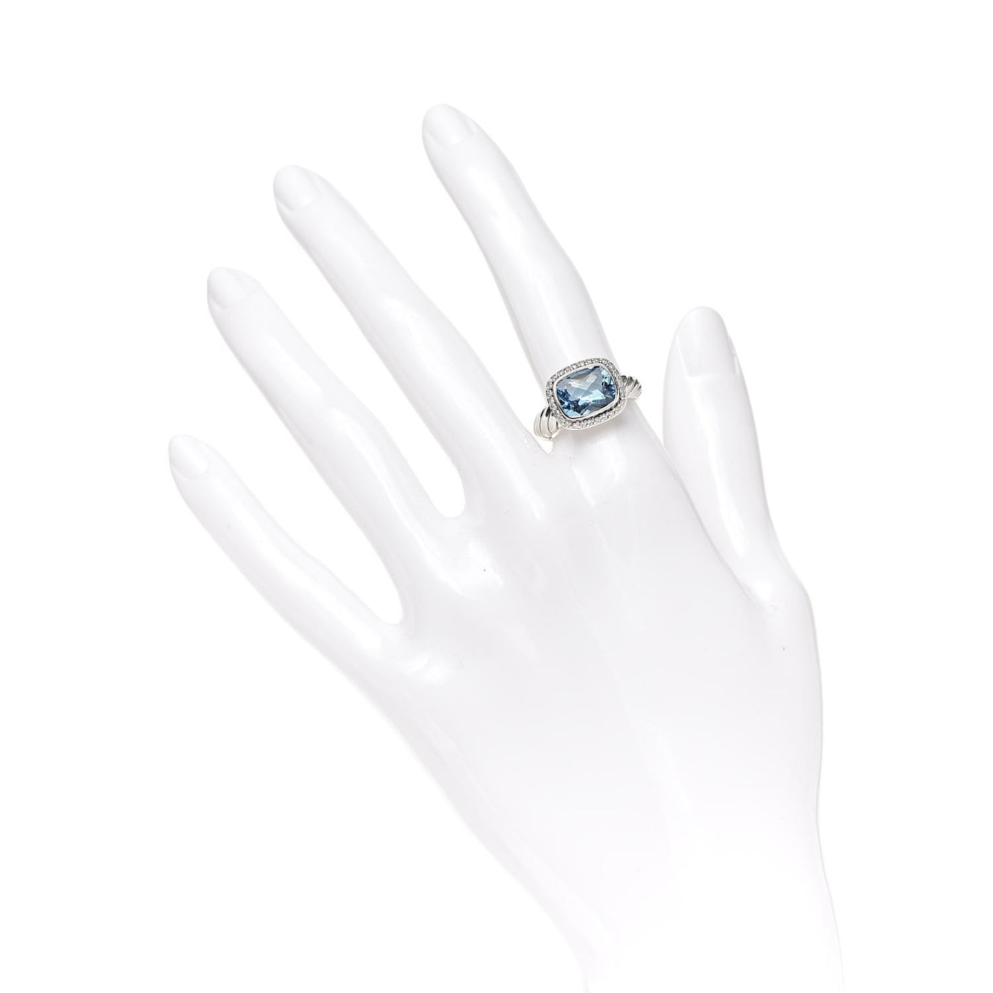 Sterling Silver Diamond Blue Topaz 10mm Noblesse Ring 52 6