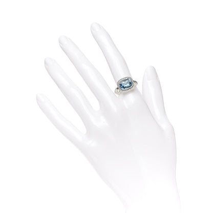 David Yurman Sterling Silver Diamond Blue Topaz 10mm Noblesse Ring 52 6 2 of 5