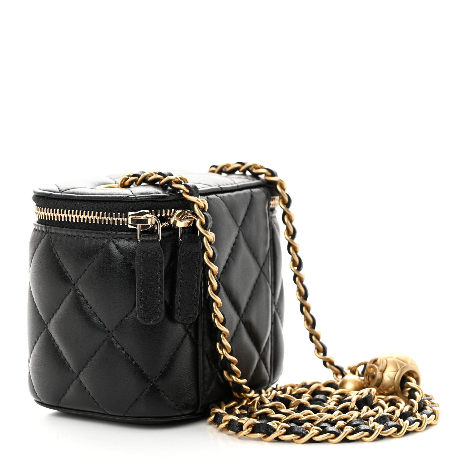 Chanel Lambskin Quilted Mini Pearl Crush Vanity Case With Chain Black 3 of 11