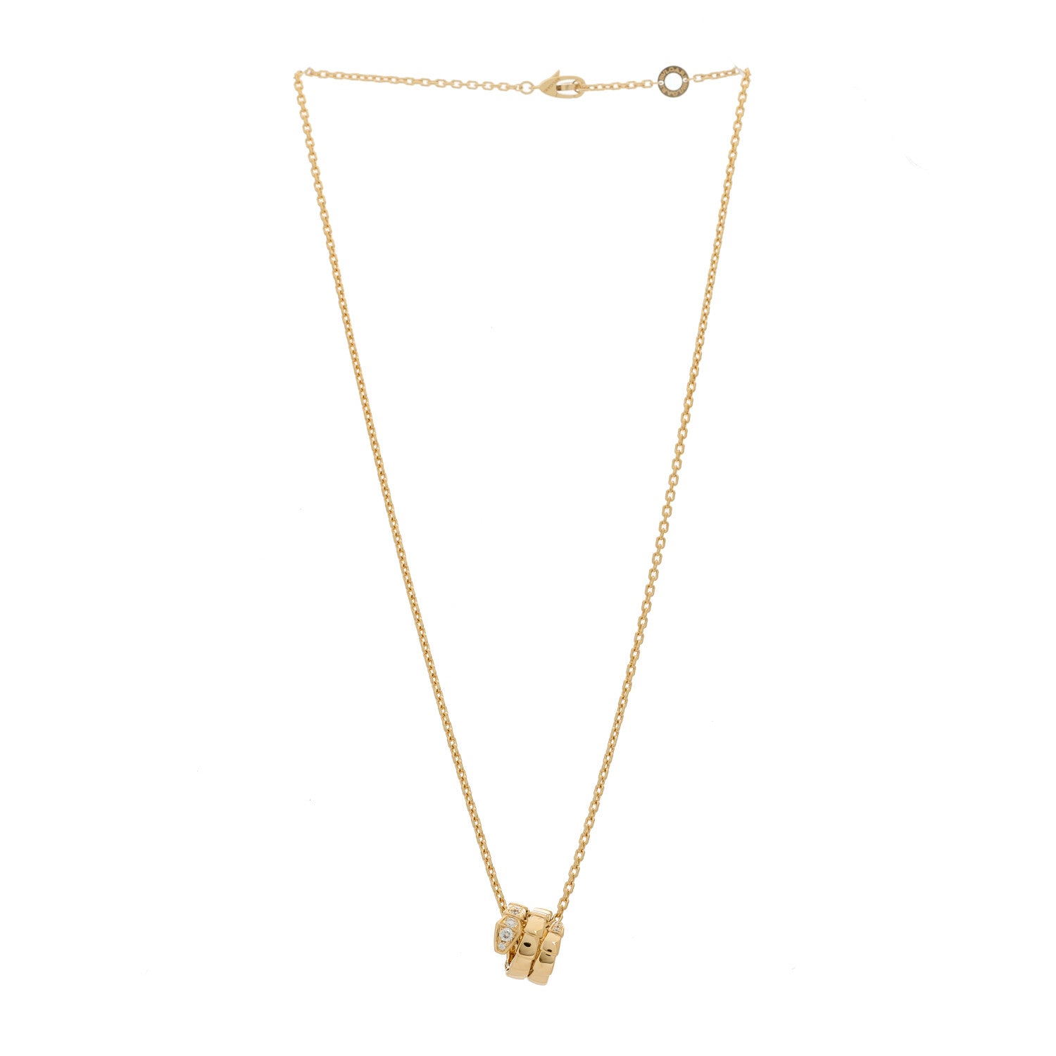 Bulgari 18K Yellow Gold Diamond Serpenti Viper Demi Pave Pendant Necklace 3 of 7