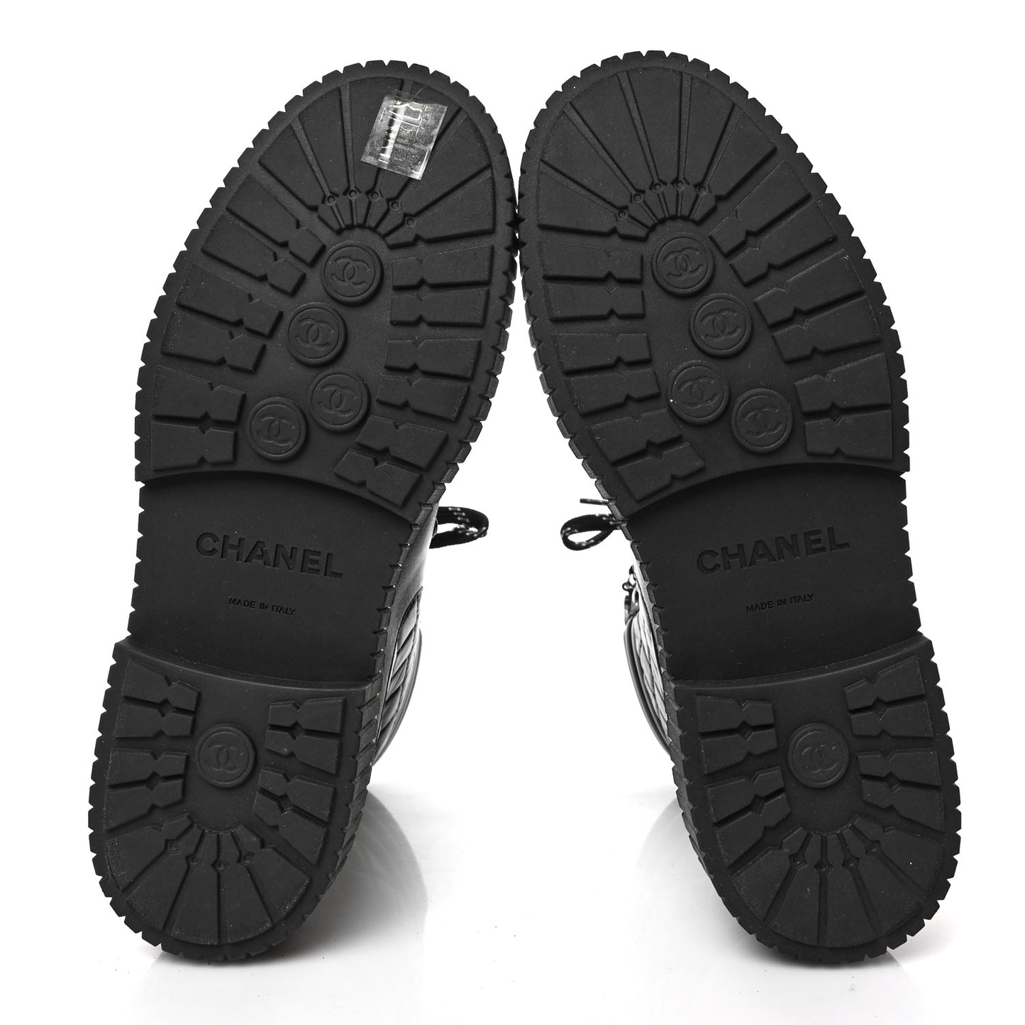 Calfskin Grosgrain Quilted Lace Up Boots 41 Black Grey