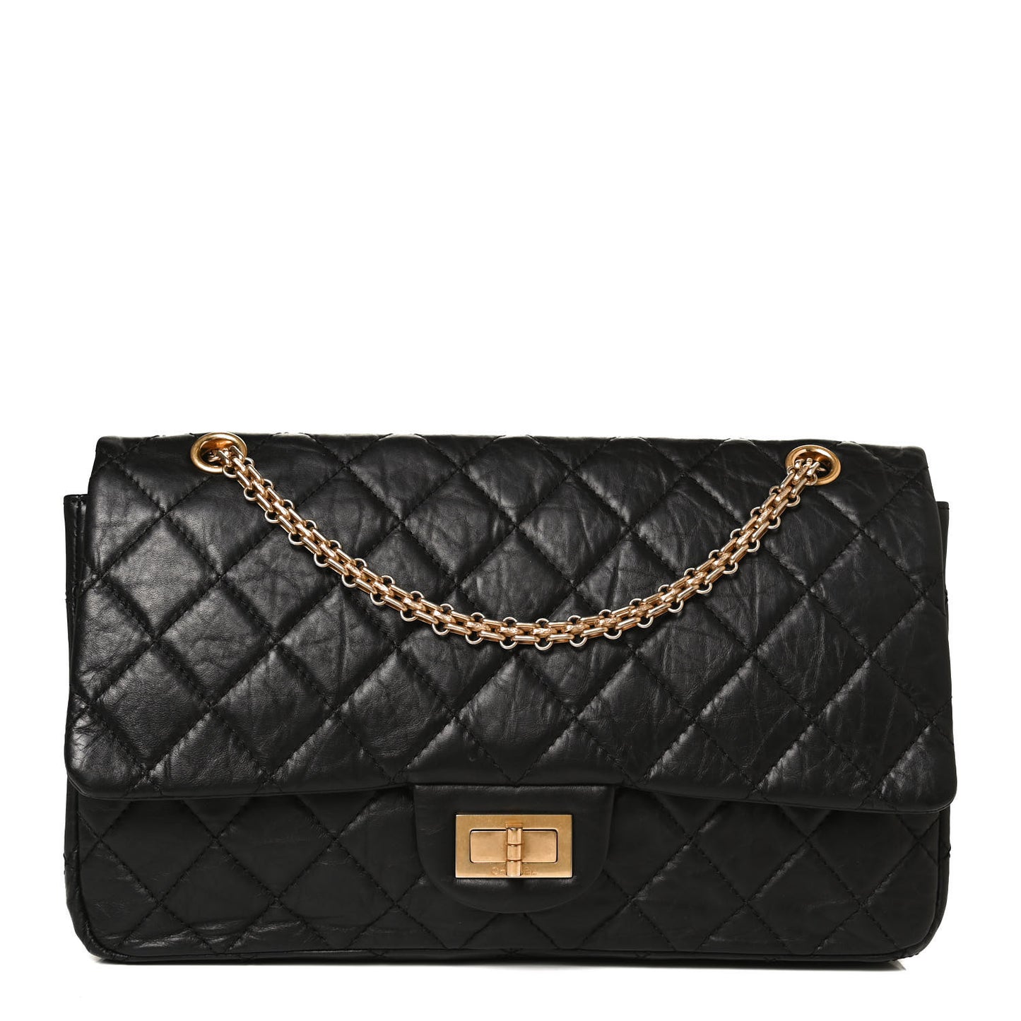 Aged Calfskin Quilted 2.55 Reissue 227 Flap Black