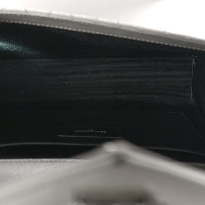 Saint Laurent Grain De Poudre Textured Mixed Matelasse Medium Triquilt Monogram Satchel  New Stone Grey 5 of 12