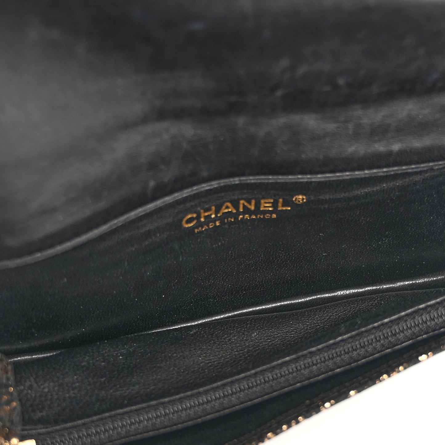 Metallic Tweed Quilted Clutch Black Gold