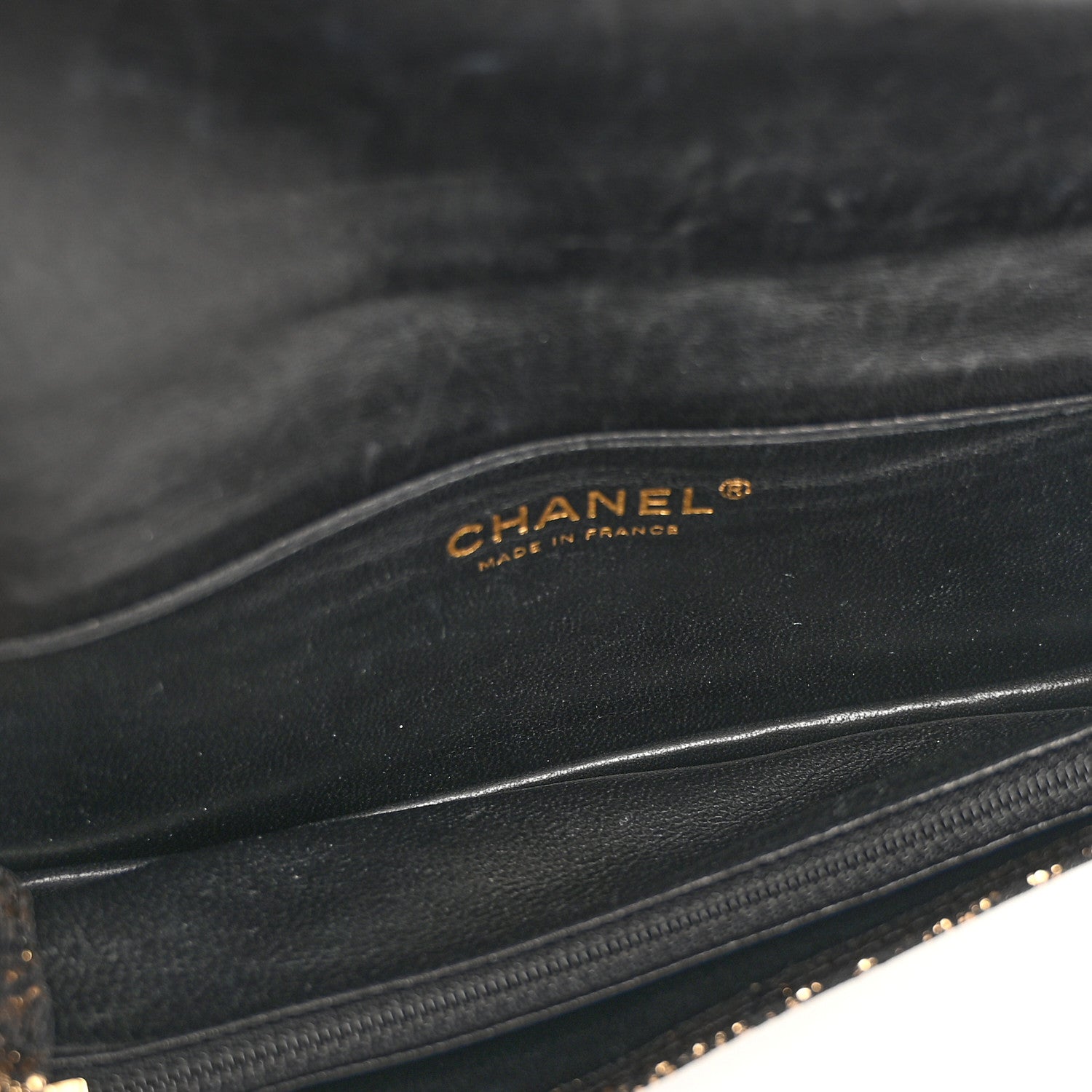 Chanel Metallic Tweed Quilted Clutch Black Gold 13 of 14