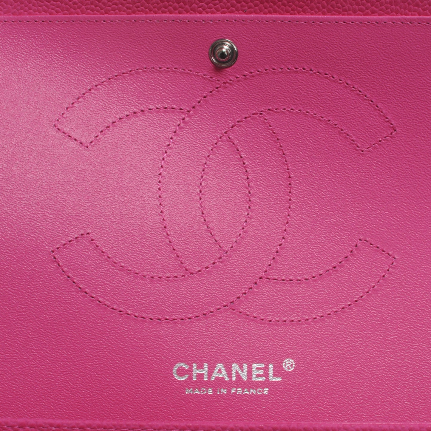 Iridescent Caviar Jumbo Double Flap Hot Pink