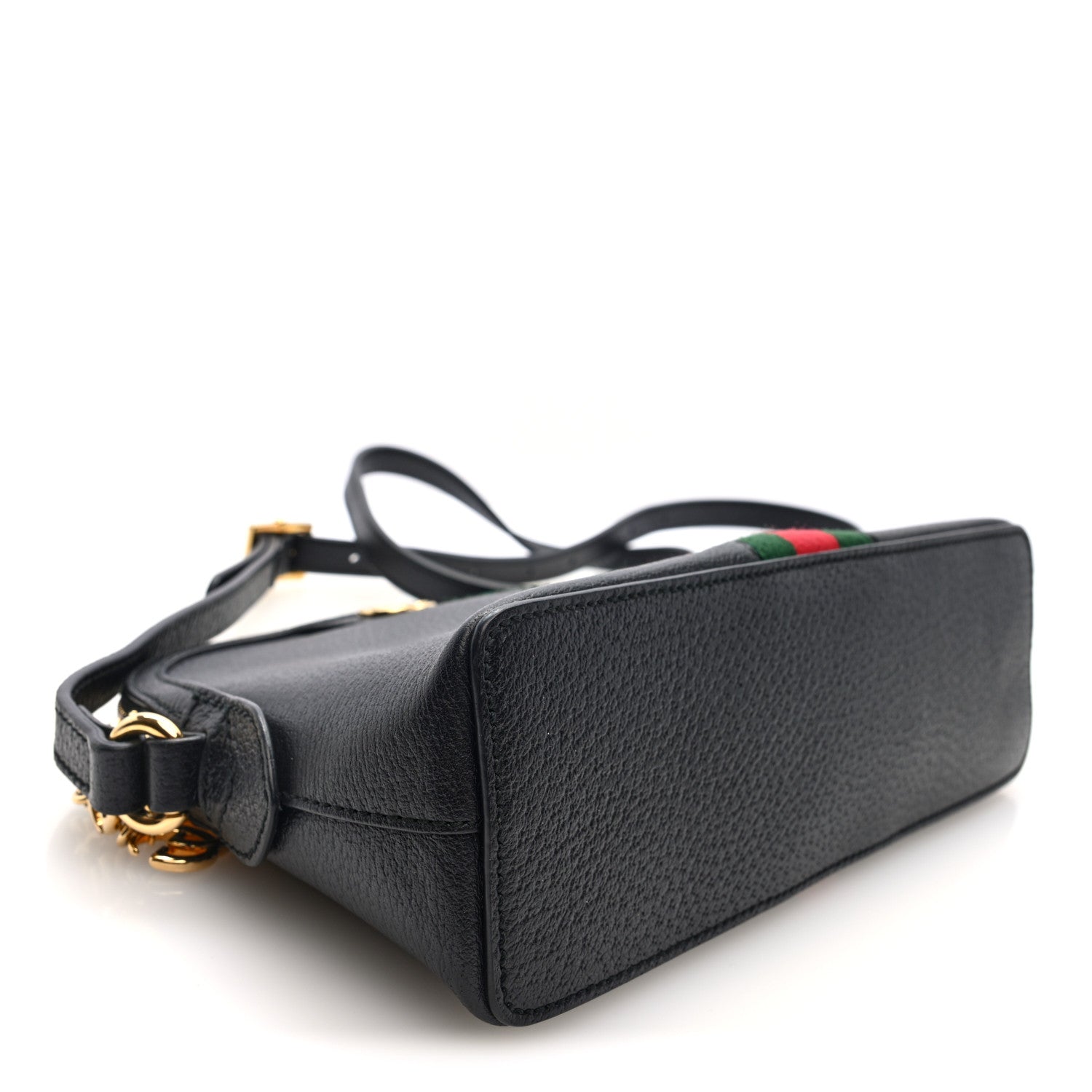 Gucci Calfskin GG Web Small Ophidia Dome Shoulder Bag Black 4 of 10