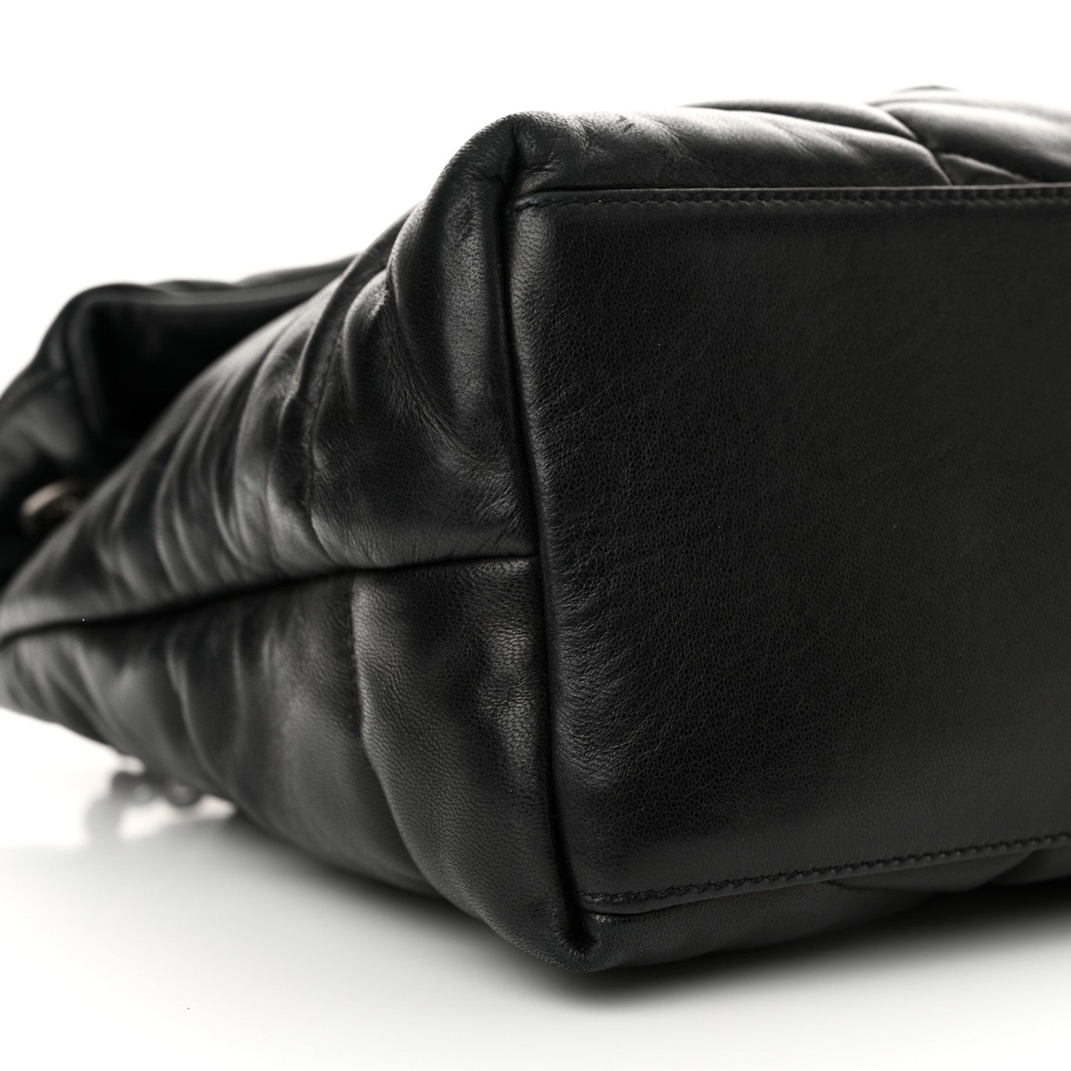 Saint Laurent Lambskin Quilted Medium Loulou Puffer Monogram Chain Satchel Black 9 of 13