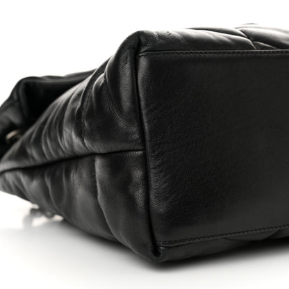 Saint Laurent Lambskin Quilted Medium Loulou Puffer Monogram Chain Satchel Black 9 of 13