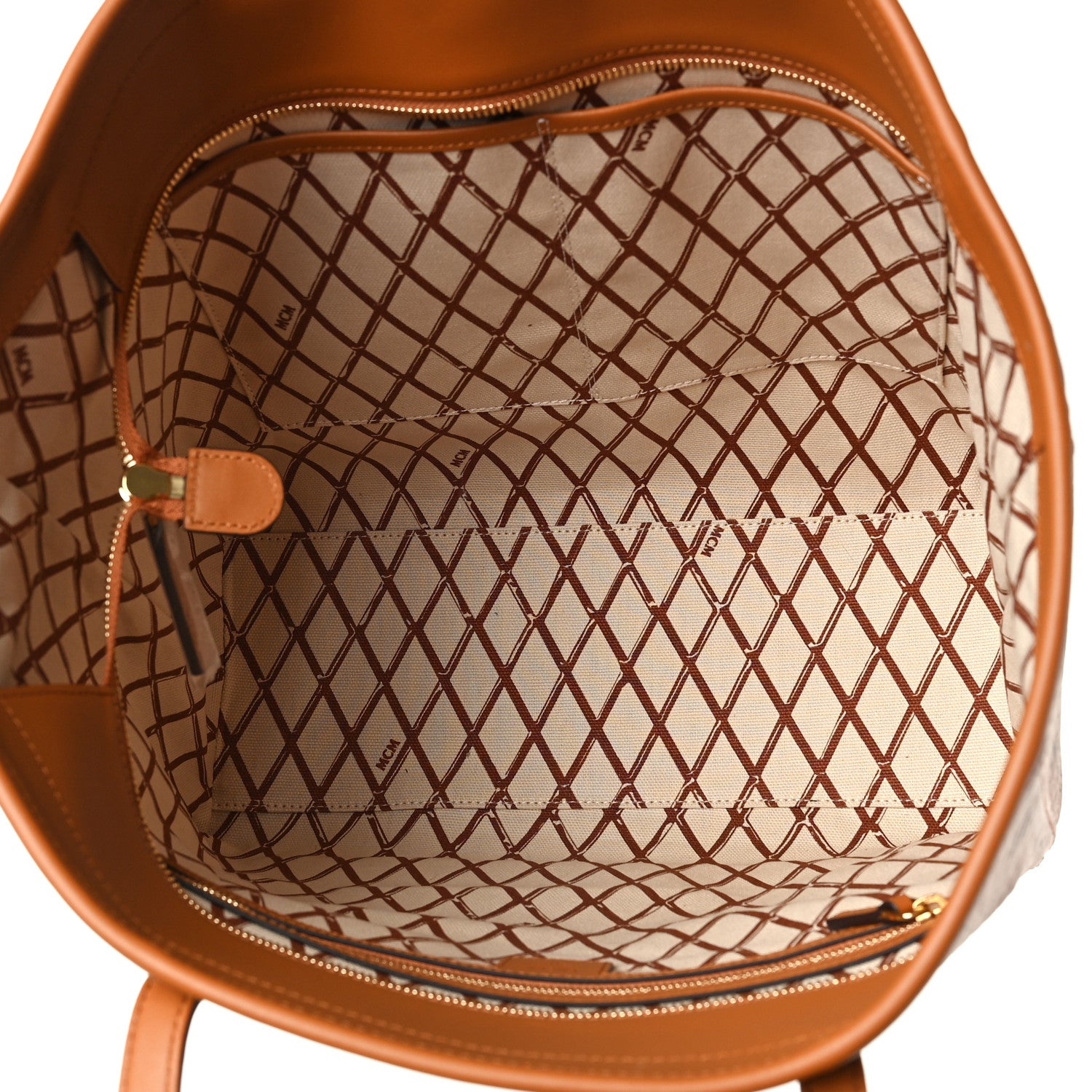 MCM Visetos Toni Shopper Tote Cognac 5 of 10