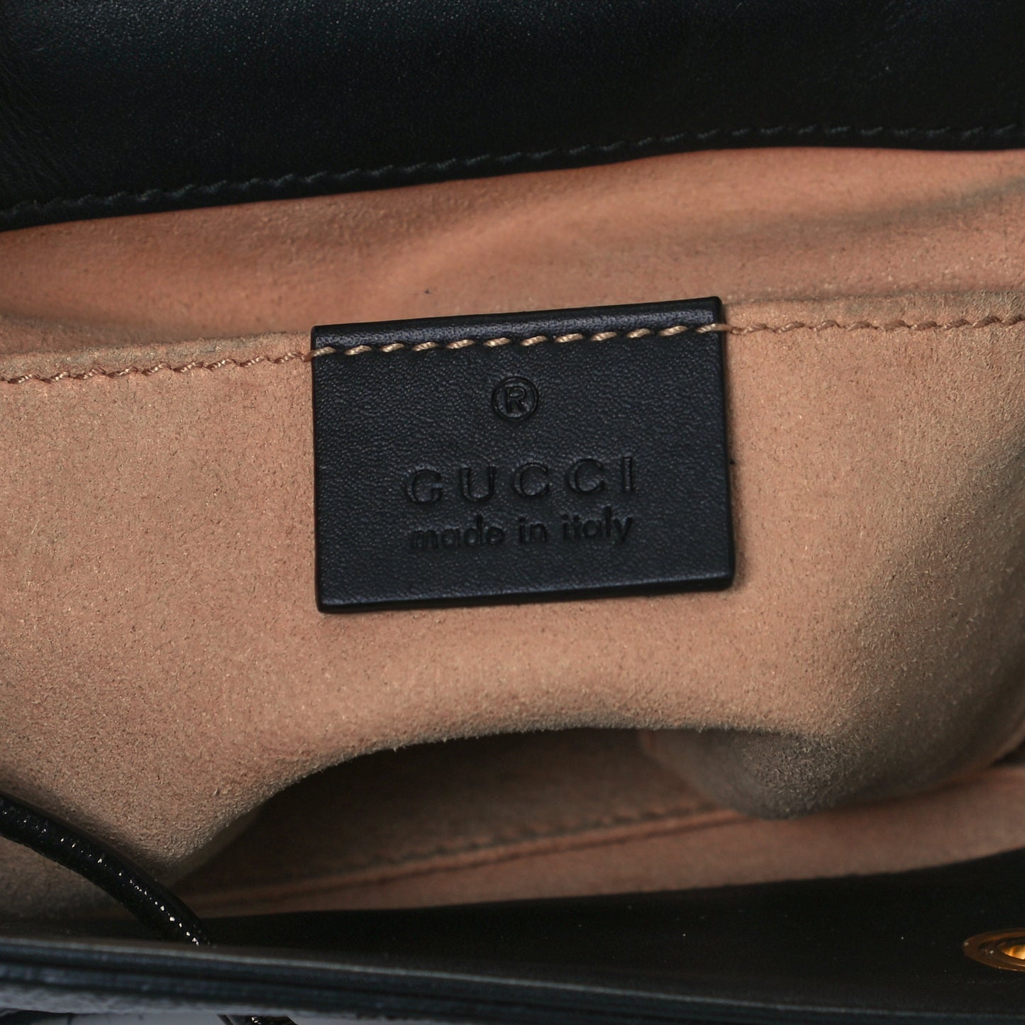Suede Patent Web Small Ophidia Bucket Bag Black