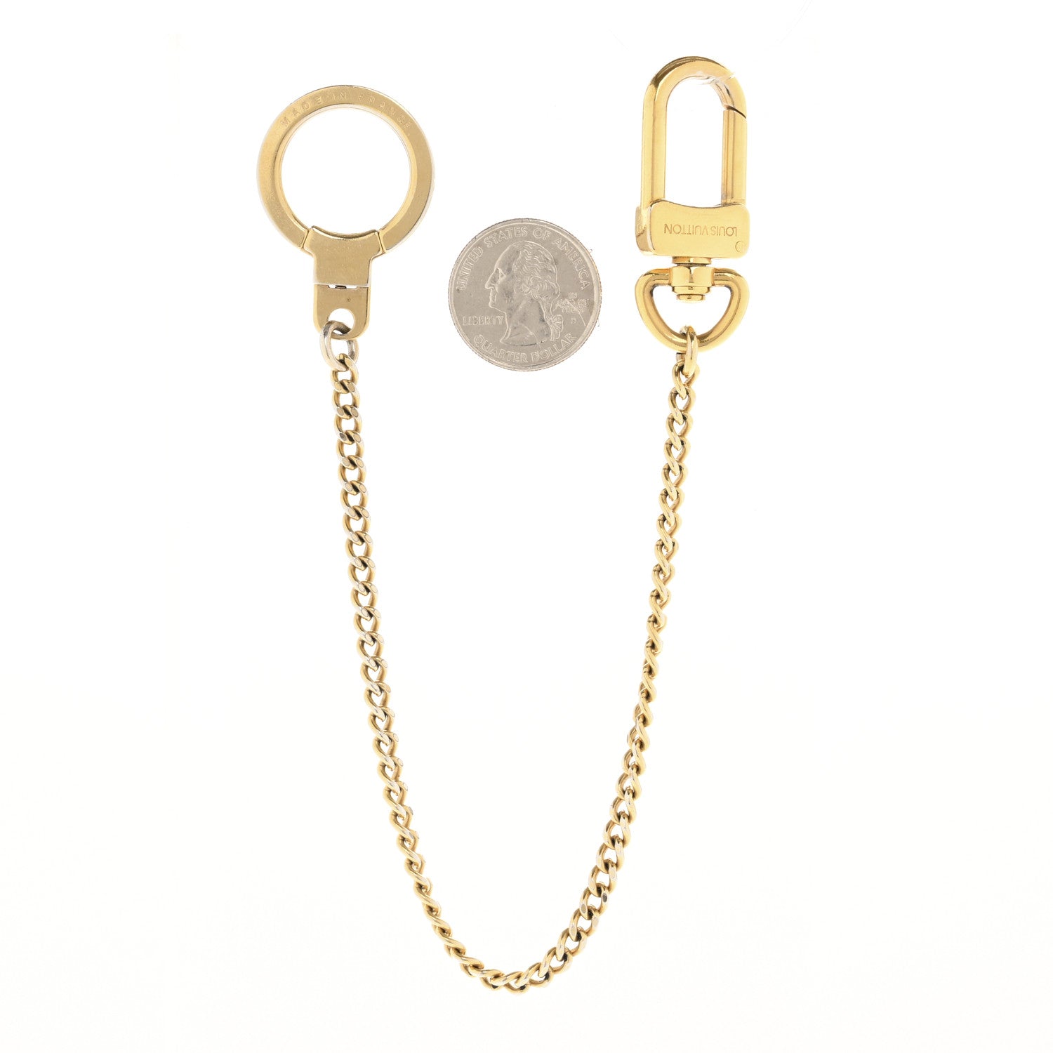 Louis Vuitton Metal Pochette Extender Key Ring Chain Gold 2 of 4