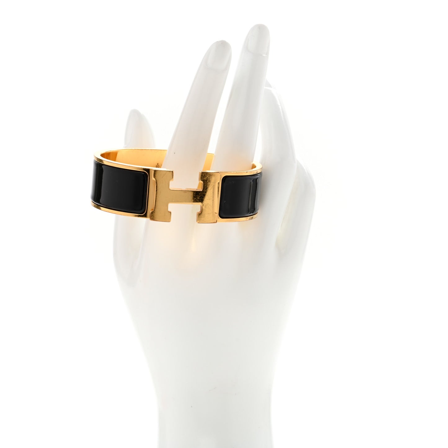 Enamel Wide Clic Clac H Bracelet GM Black