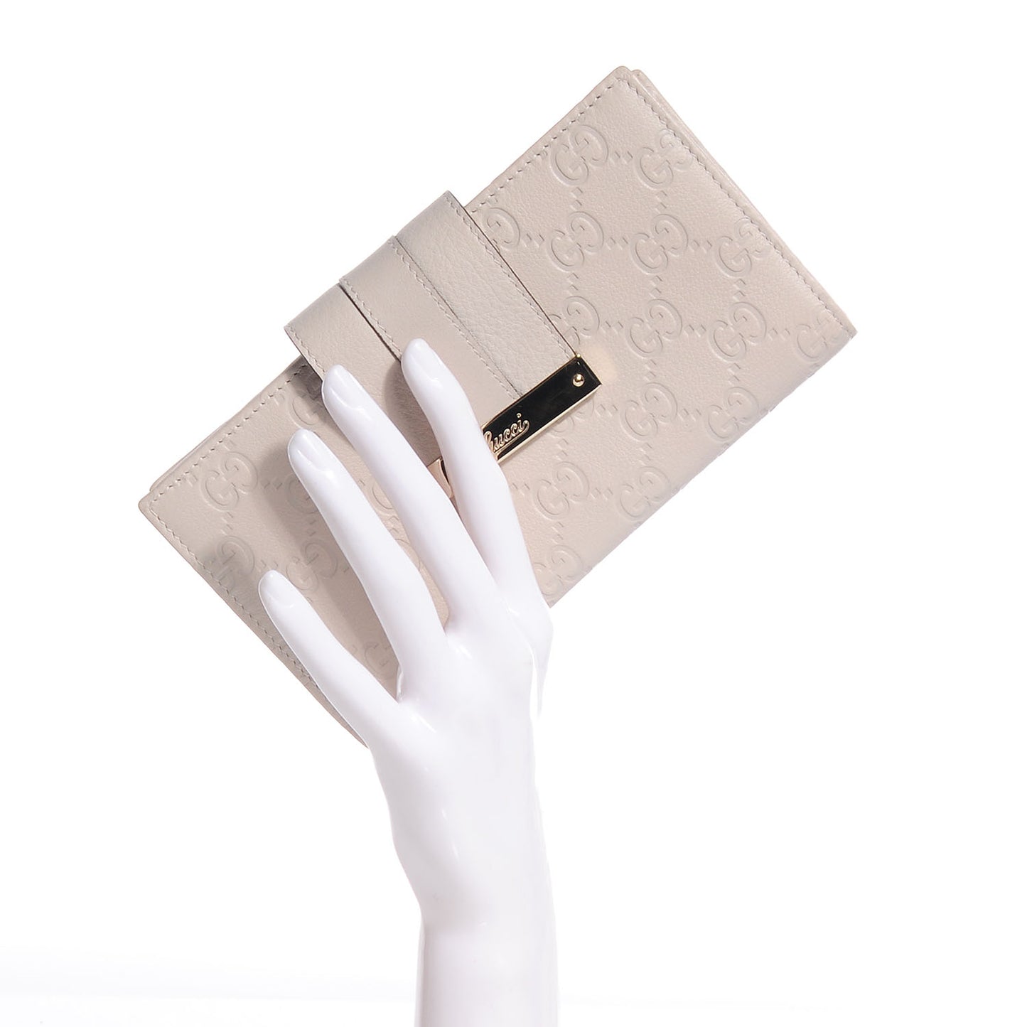 Guccissima Ladies Web Long Wallet Off White