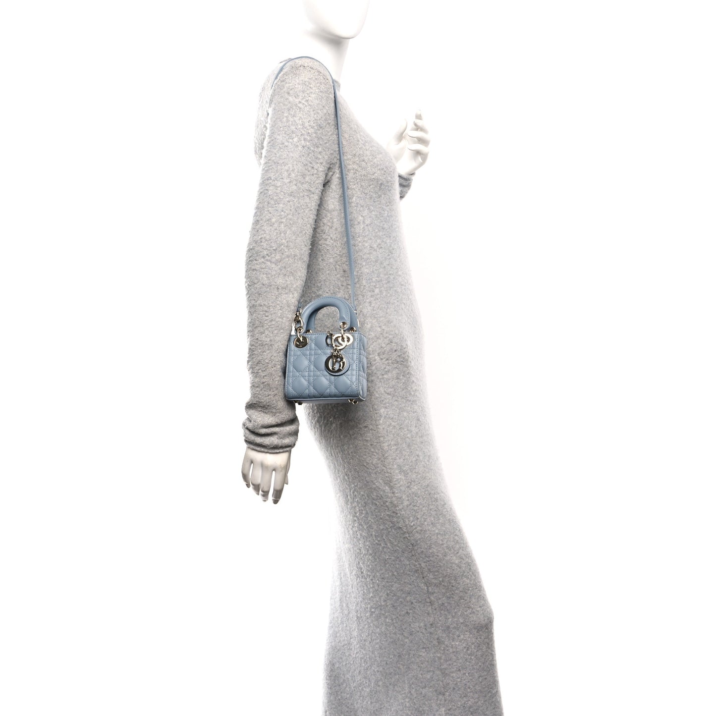 Lambskin Cannage Micro Lady Dior Cloud Blue