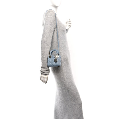 Christian Dior Lambskin Cannage Micro Lady Dior Cloud Blue 2 of 10