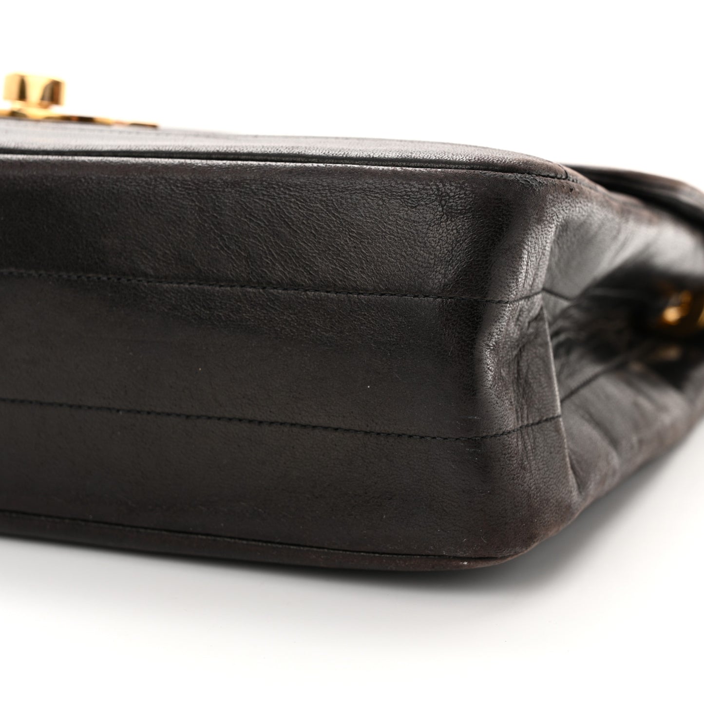 Lambskin Horizontal Quilt Jumbo Single Flap Black